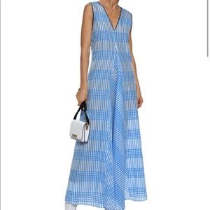 Ganni charron checked cottonblend seersucker maxi